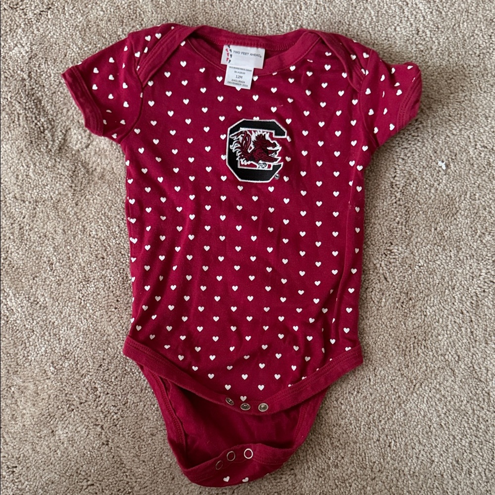 USC Gamecocks Heart Print Onesie